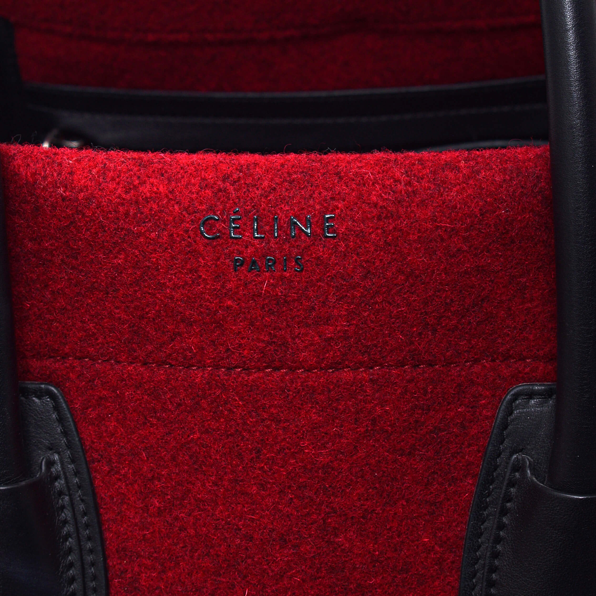 Celine- Red&Black Felt Medium Phantom Luggage Bag